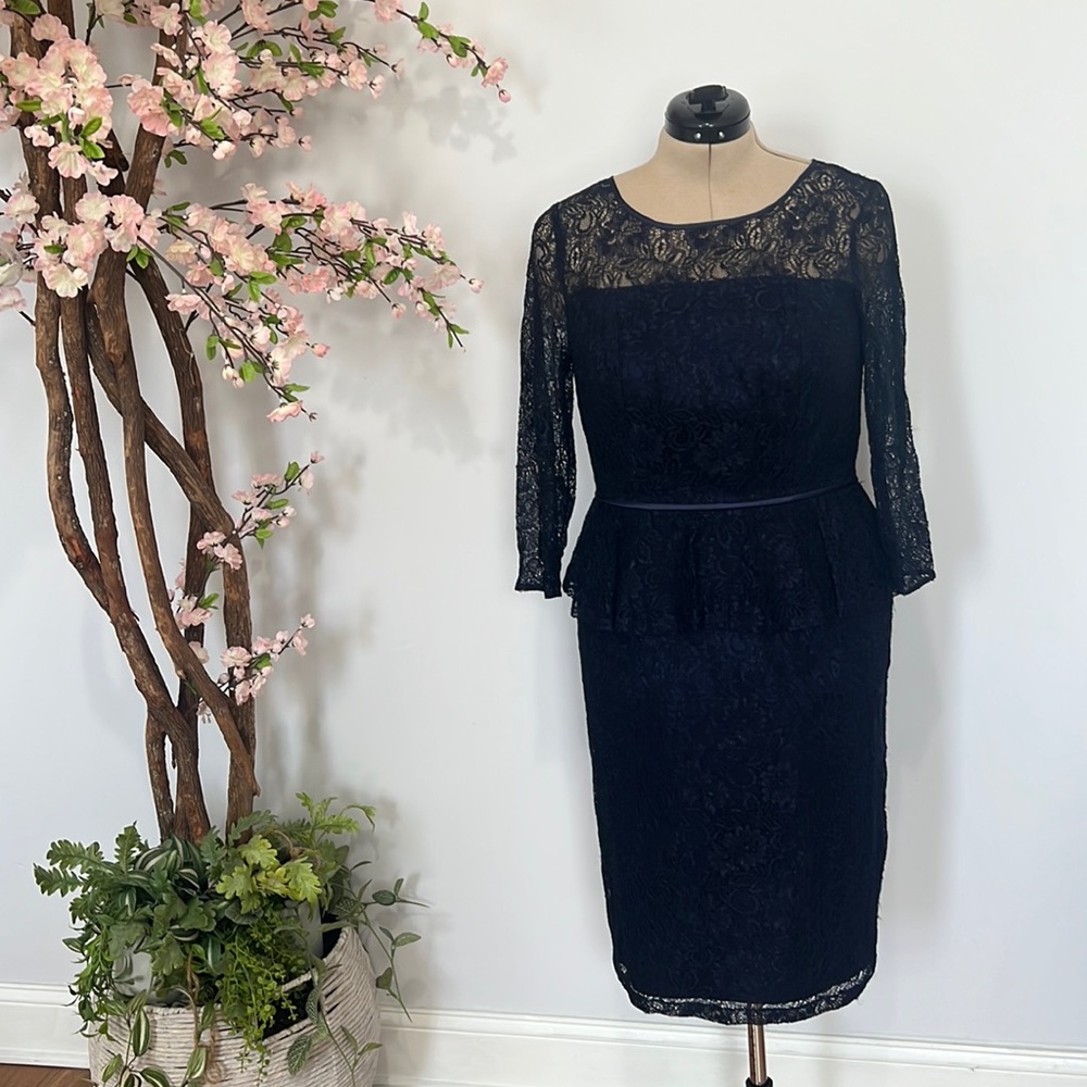 Adrianna Papell navy blue peplum dress